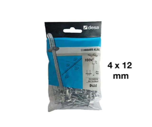 Rivets en aluminium - 4 x 12 mm - par 105 pces (EX CF V412)