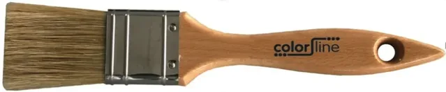 Pinceau plat PVC, manche en bois, pures soies blaches, PRO, 76 mm