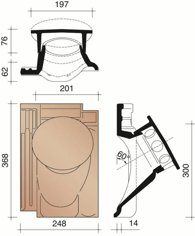 Tuile à Douille + Mitron 401 Anthracite (Kit) - Biemar Bois