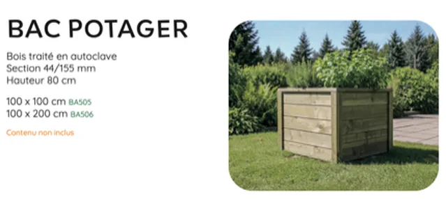 Bac potager 1 x 2m