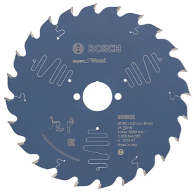 Lame de Scie Circulaire Expert pour Wood, 190 x 30 x 2 mm, 24D