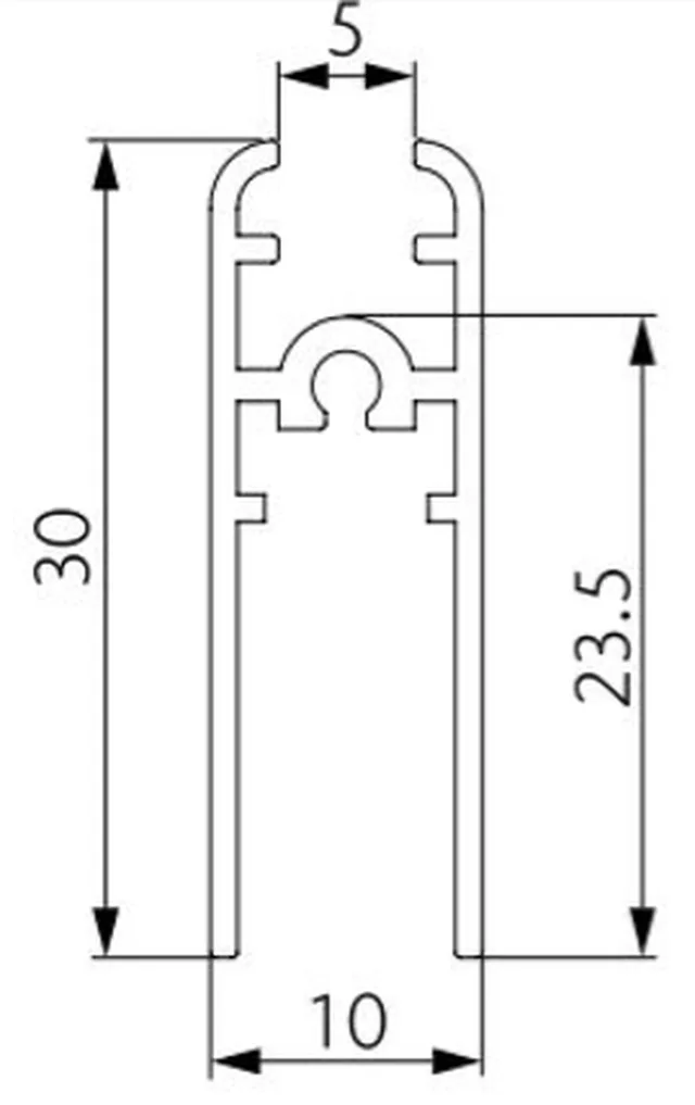 Miniroller profil de cadre horizontal 2500mm
