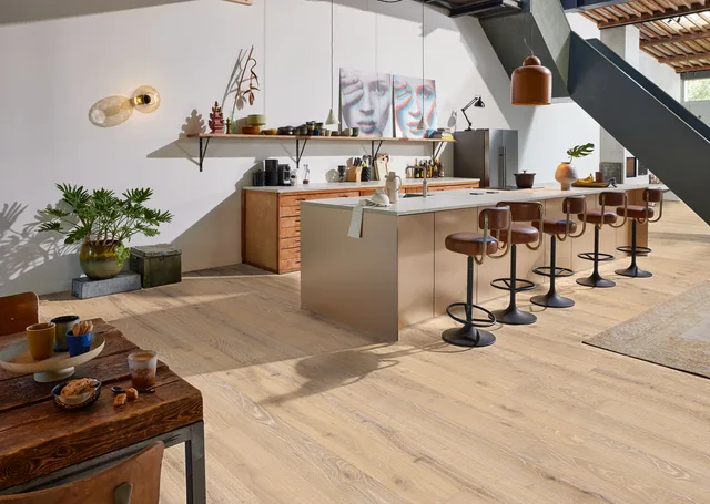 Sol en Bois HD 100 Verni Ultra Mat Chêne Animé Blanc Clair Cérusé - Biemar Bois