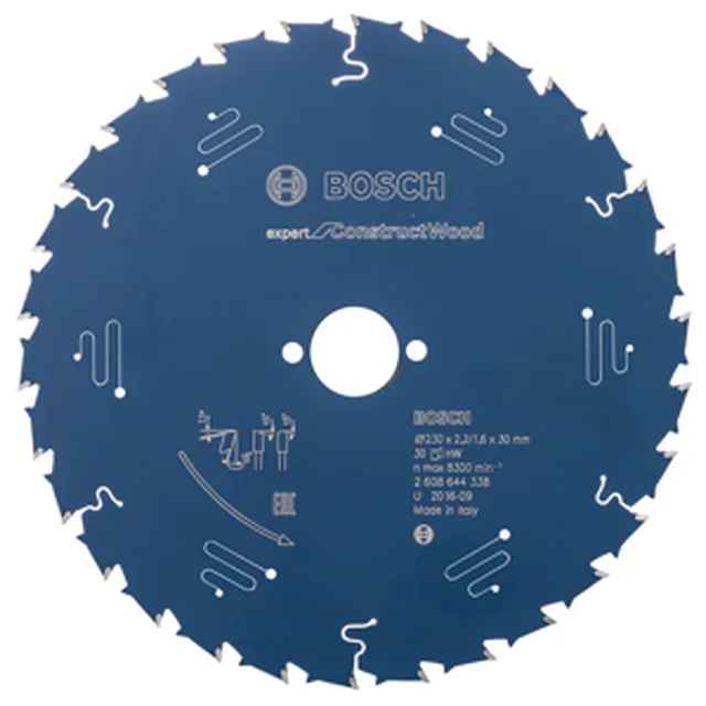 Lame de Scie Circulaire Expert pour Construct Wood, 230 x 30 x 2,5 mm, 30D