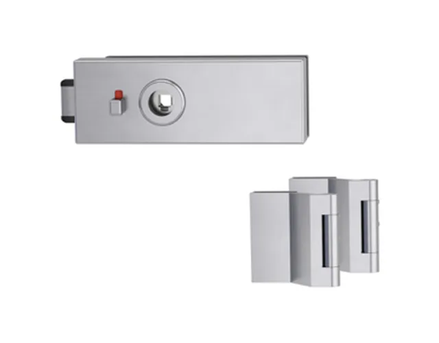 Kit Serrure pour Porte en Verre PURISTO S WC sans Poignée avec charnières 3 parties inox mat