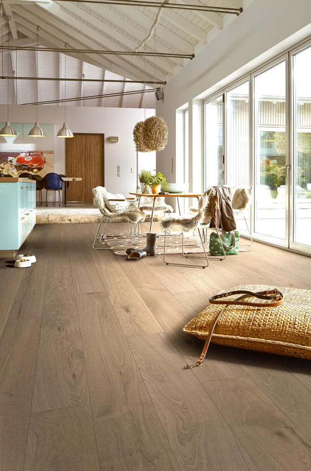 Biemar Bois - Sol en bois Lindura HD 400 Chêne animé greige