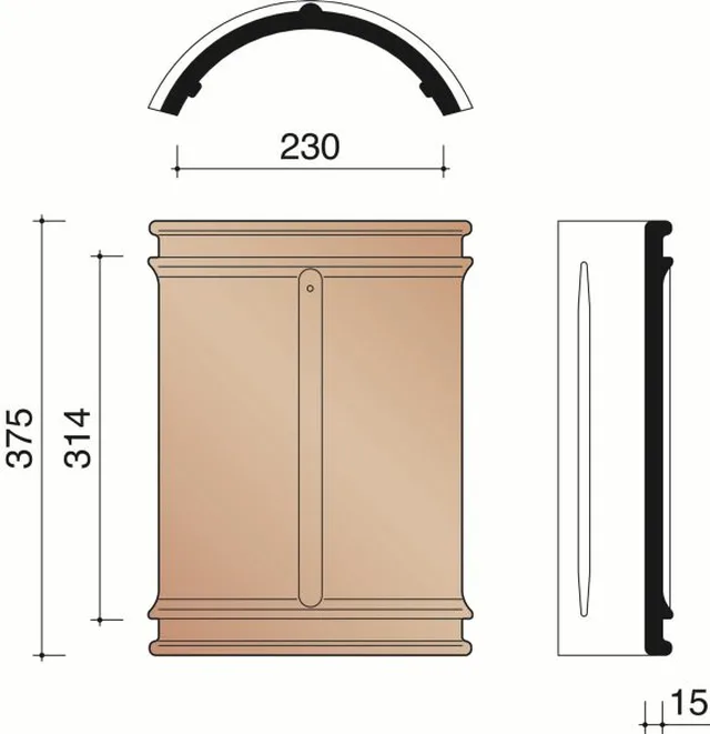 Faitière 33c 44 gris ardoisé émaillé mat (Départ 230mm) - Biemar Bois