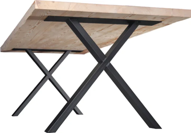 Pied de table modèle X 40 x 100 mm, poudré noir mat RAL 9005, Ht. 720 X Long. 780 mm (Emb de 2 pces)