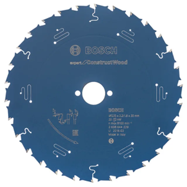 Lame de Scie Circulaire Expert pour Construct Wood, 235 x 30 x 2,5 mm, 30D