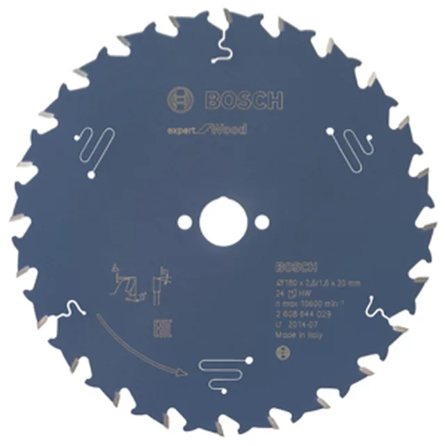 Lame de Scie Circulaire Expert pour Wood, 180 x 20 x 2,6 mm, 24D