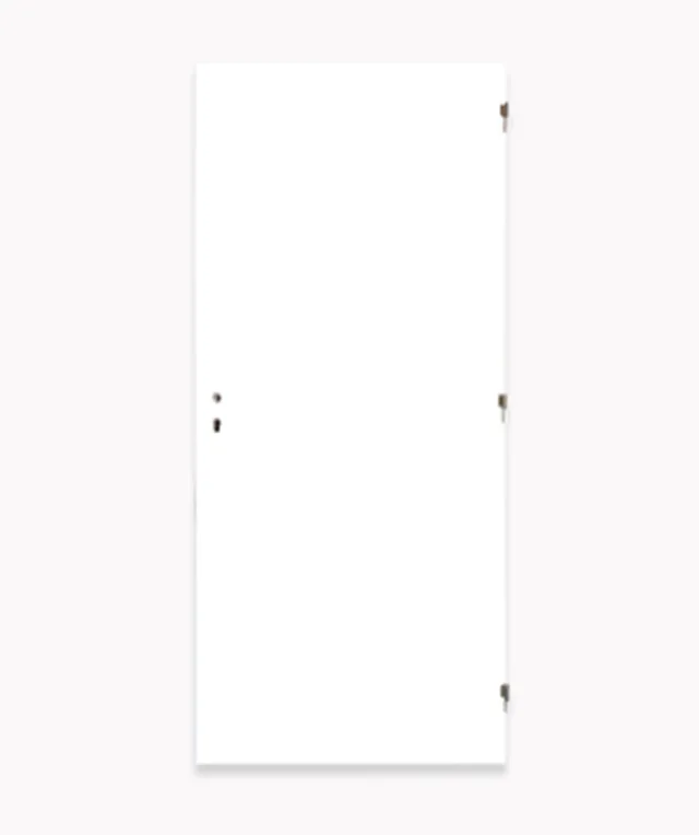 Porte prépeinte, âme tubulaire, avec 3 paumelles 80/80 inox , 1 serrure BB, (quincaillerie posée), de 780/2015 mm poussée gauche.