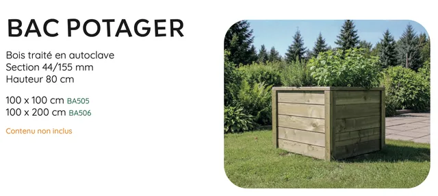 Bac potager 1 x 2m - Biemar Bois
