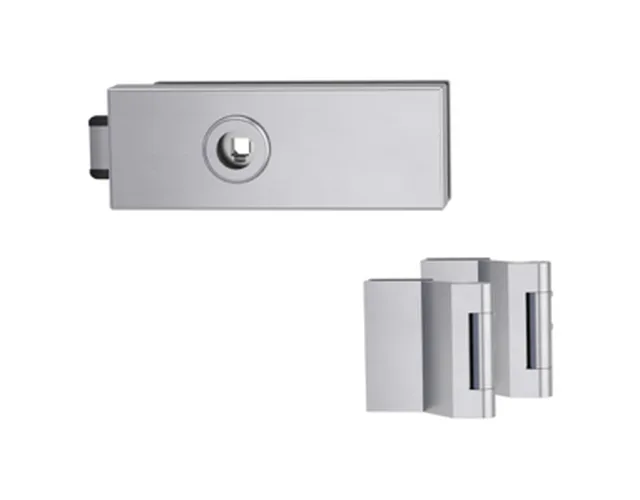 Kit Serrure pour Porte en Verre PURISTO S UV sans Poignée avec charnières 3 parties inox mat