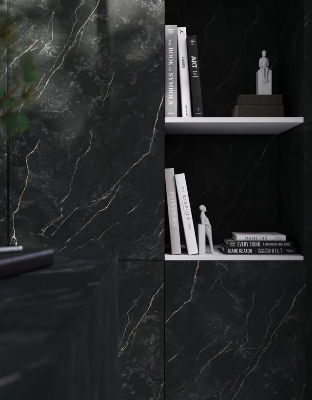 Mélaminé Unilin 18mm Marble vein nero bronze-Design 2 - Biemar Bois-3
