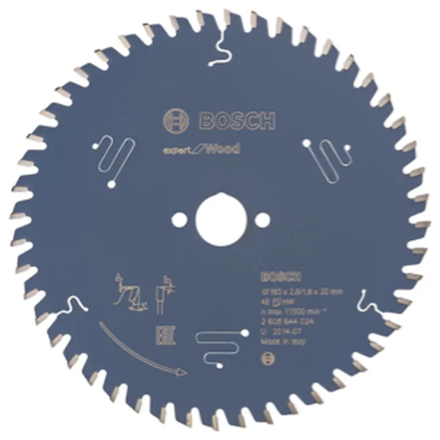 Lame de Scie Circulaire Expert pour Wood, 165 x 20 x 2,6 mm, 48D