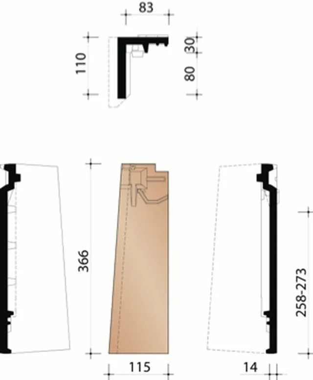 Demi rabat gauche Vauban (1,9pc/m)