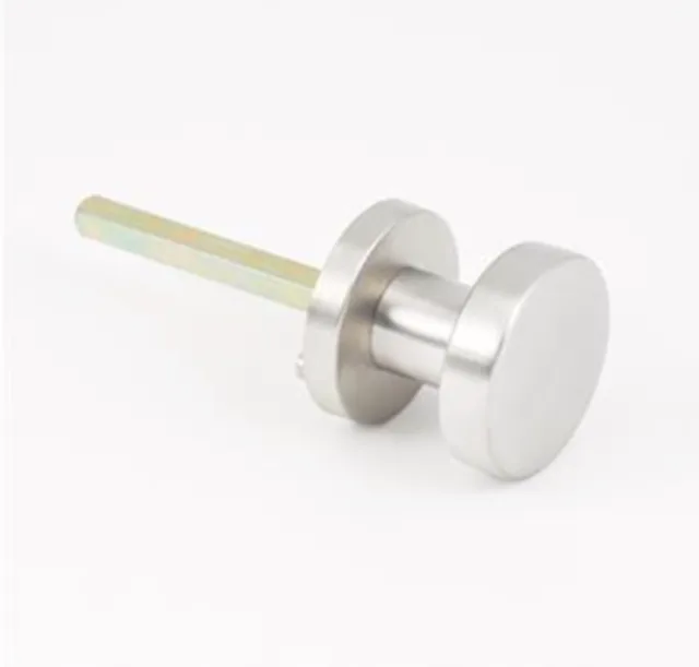 Bouton plat 50mm fixe rosace ronde, AISI 316, +tige, finition inox