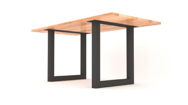 Pied de table haute modèle U 80 x 80 mm, poudré noir mat RAL 9005, Ht. 870 x Long. 780 mm (Emb de 2 pces)