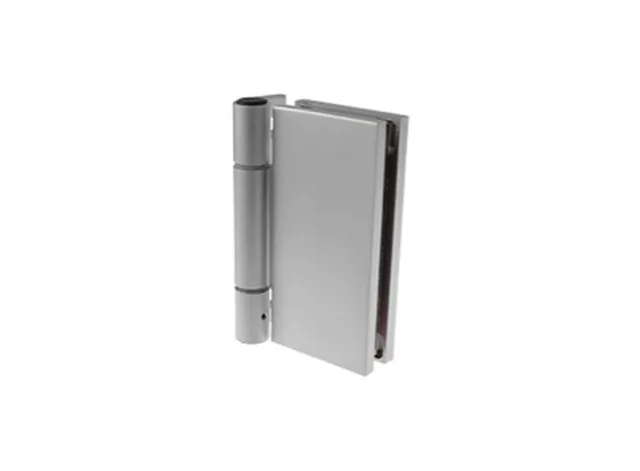 Charnière pour porte intérieure verre/mur 90°, noir anodisé, pour épaisseur de verre 8,10 ou 12 mm, largeur de porte maximale 1000 mm, force portative maximale 30 Kg par pièce