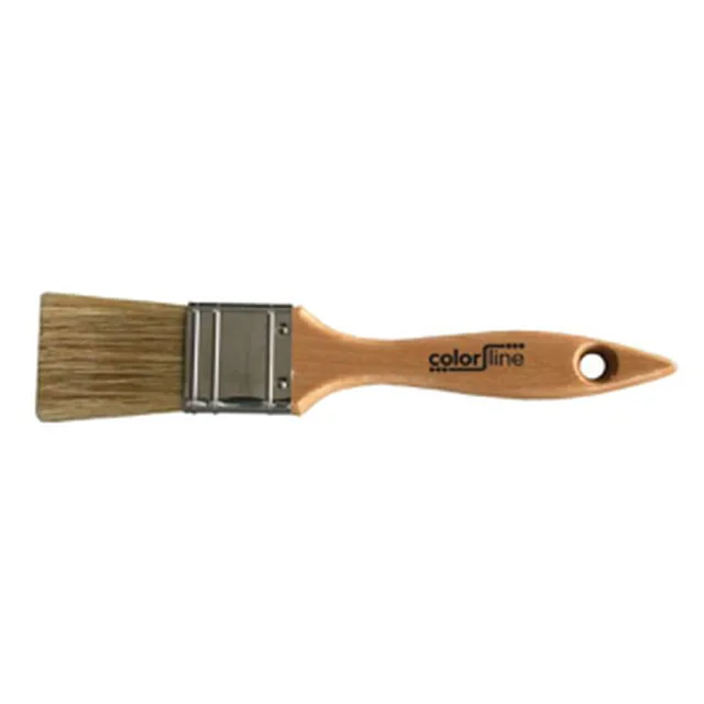 Pinceau plat PVC, manche en bois, pures soies blaches, PRO, 64 mm