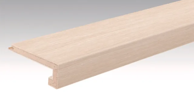 Parquet Profilé pour nez de marche U Chêne authentique blanc cérusé 9003 | brossé / 2150*108*40mm