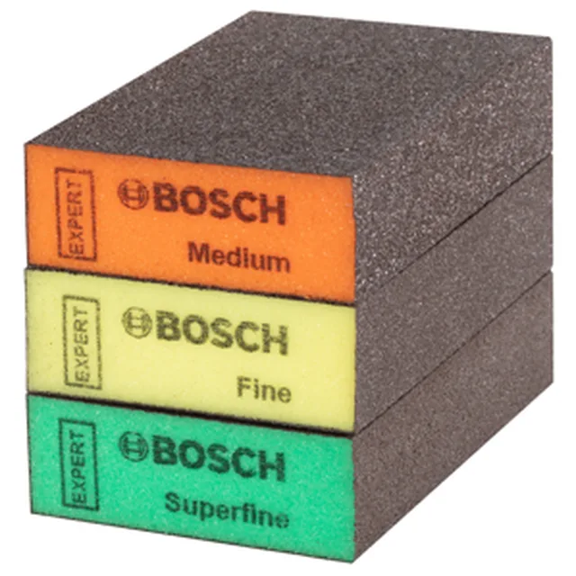 Set 3 pièces éponge abrasive, 69 x 97 x 26 mm, M, F, SF (Emb de 3 pces)