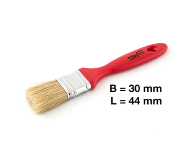 Pinceau plat PVC, manche en plastique, pures soies blanches, Standard, 30 mm