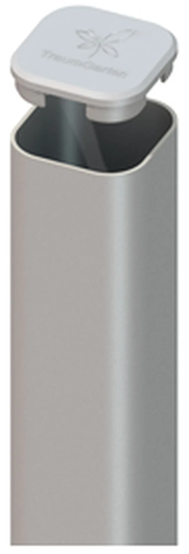 Silberner Metallpfosten zum Einbetonieren 7 x 7 x 240 cm