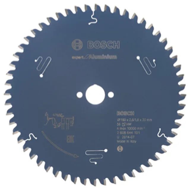 Lame de Scie Circulaire Expert pour Aluminium, 190 x 20 x 2,6 mm, 56D