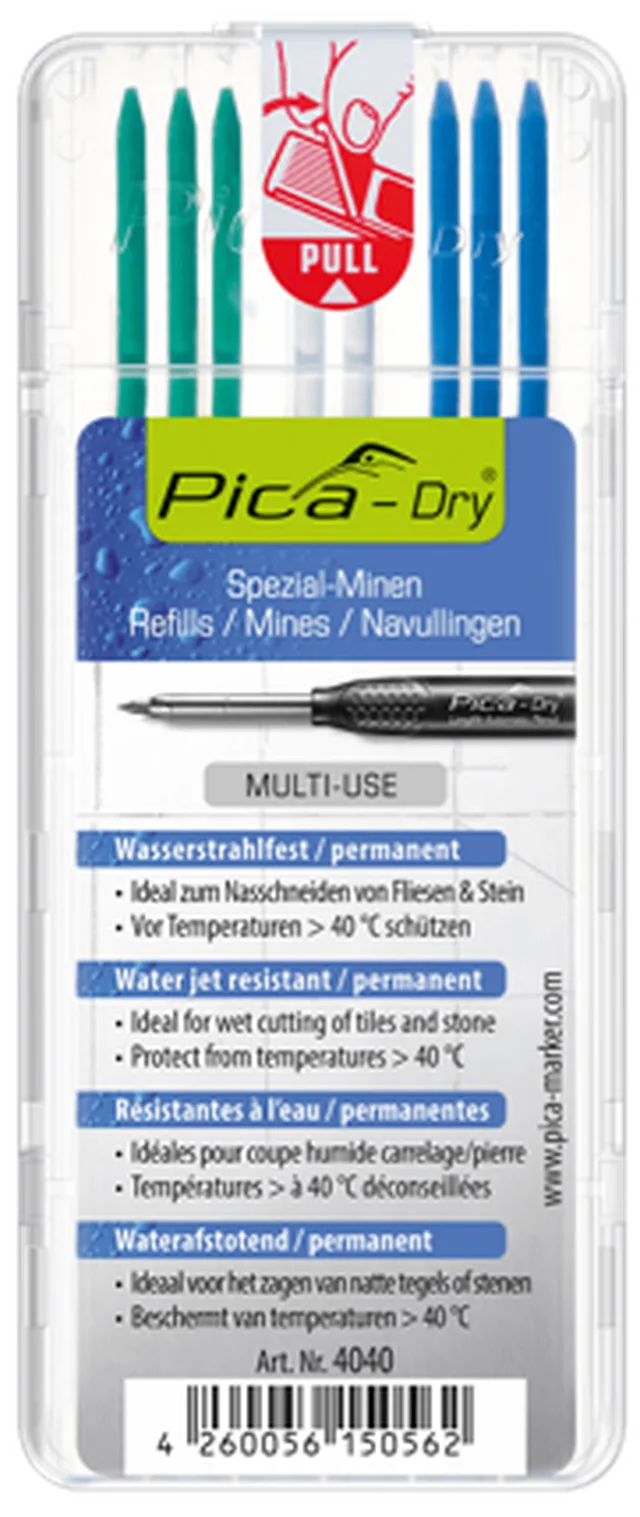 PICA DRY set de mines de couleur bleue, verte et blanche(8pcs)