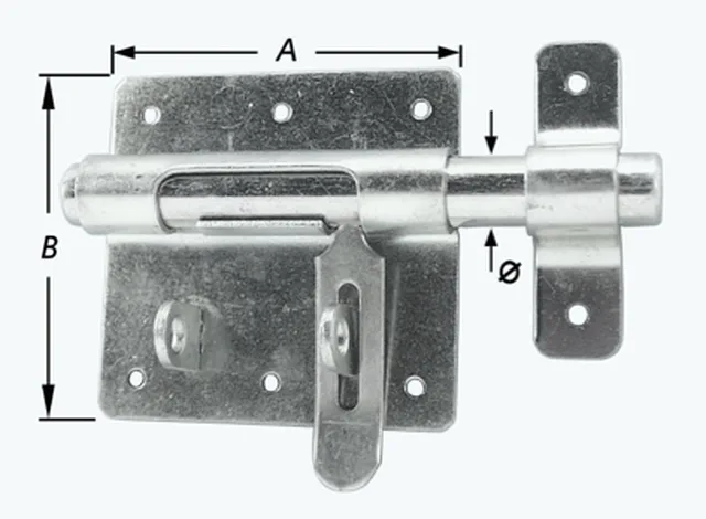 Verrou box, double trou cadenas 90 x 16 mm