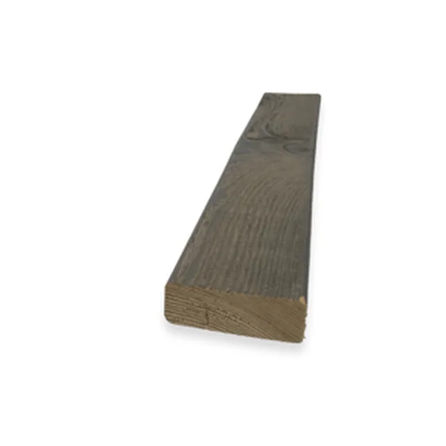 Bardage épicéa du nord, TRAPEZE PAR10 angles arrondis, surface sciée fin 22*68mm (63,5 utile) autoclave incolore + finition V-1221 GRIS ARGENT sur 3 faces