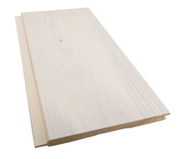 Lambris en sapin blanc - choix A - 13,5x110 - profil grain d’orge - lasuré blanc - rainuré languette 4 côtés - LG: 2,65m
