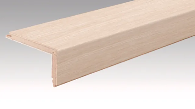 Parquet Profilé pour nez de marche L Chêne authentique blanc cérusé 9003 | brossé / 2150*108*60mm