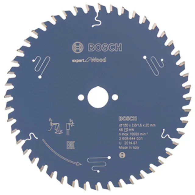 Lame de Scie Circulaire Expert pour Wood, 180 x 20 x 2,6 mm, 48D