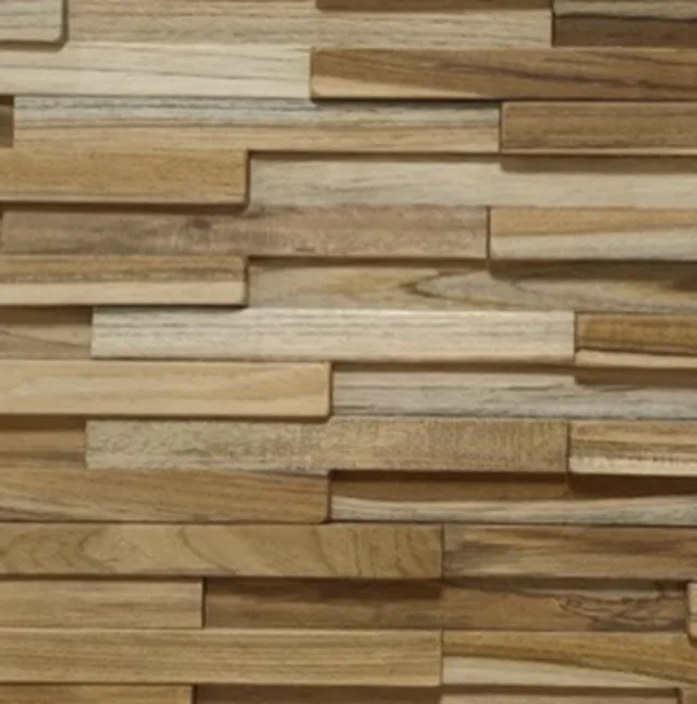 Lambris mural teak 3D nature (1 m2/pqt).