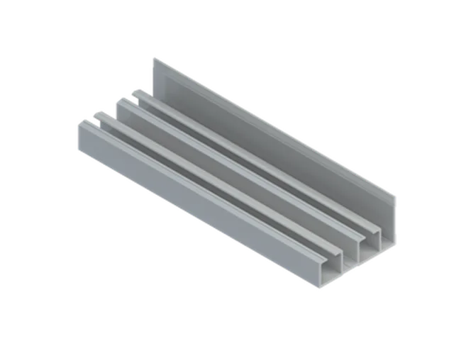 Submarine rail de guidage double pour portes de 18mm, alu argenté anodisé, 2500mm
