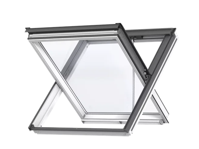Exutoire de fumée Vélux (bois peint en blanc) GGL SK06 207040 114x118 (contient vérins à gaz, et moteur 24V)