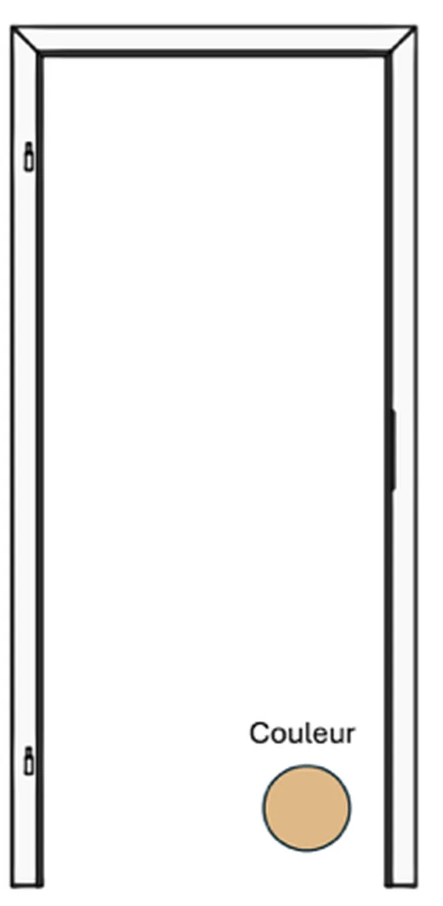 Huisserie CPL Touch Oak Natur DQ- Fil Horizontal pour porte à battée, à bord rond, 2 paumelles, 1 gâche standard, de 850*2030, épaisseur de mur de 155-175 mm, Din Links, poussée droite.