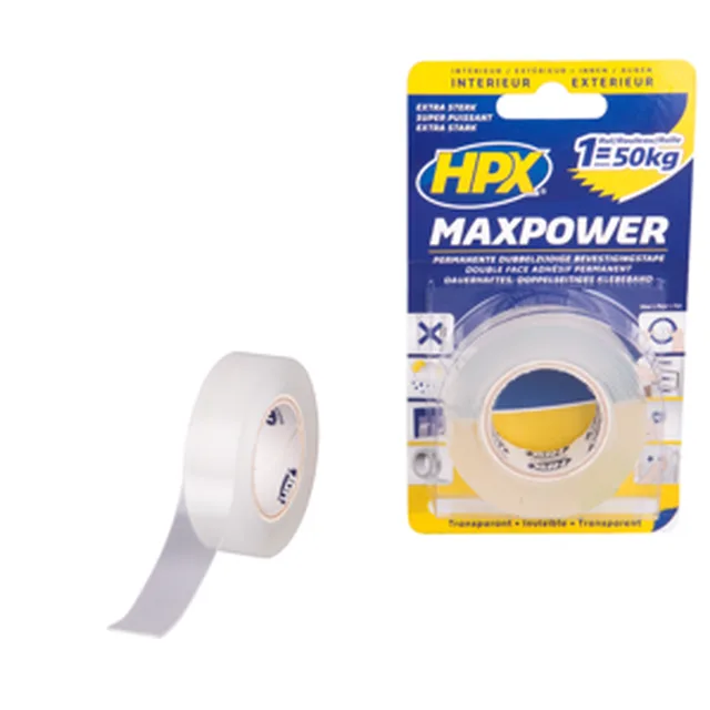 Ruban Max Power Transparent doppelseitiges Klebeband - 19mm x 2m