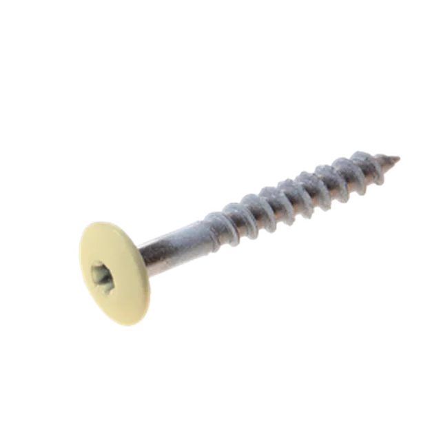 Vis Trespa inox A2 TX20 tête bombée (12 mm) 4,8x38 mm METEON UNI A0402 PaleYellow (Emb de 100 pces)