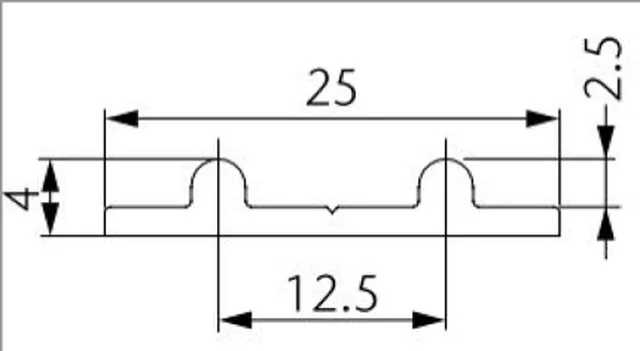 Miniroller rail de roulement double alu argenté anodisé 2500mm