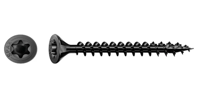 Vis avec T-Star , tête fraisée TX20 5,0 x 30 mm FT, galvanisé noir (Emb.200 pces)