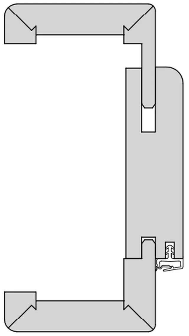 Huisserie laqué blanc RAL 9016 pour porte à battée, à bord rond 2 mm KR 2 paumelles, 1 gâche standard,  de 750*2030, épaisseur de mur de  135-155 mm, Din Links, poussée droite.