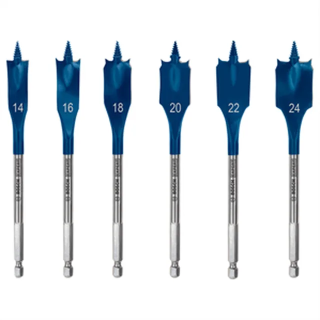 EXPERT Set 6 pièces mèche plates Self Cut Speed 14; 16; 18; 20; 22; 24 mm