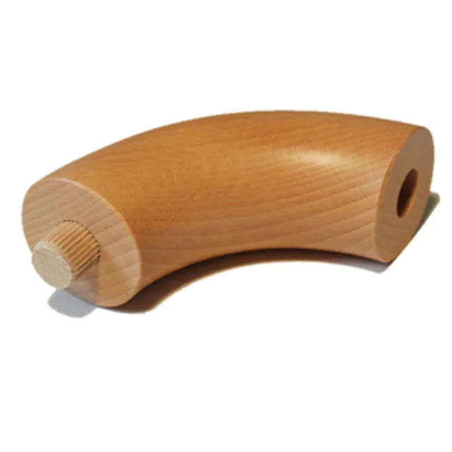 Coude hêtre étuvé 90° D = 42 mm, foré des 2 côtés + cheville, laqué