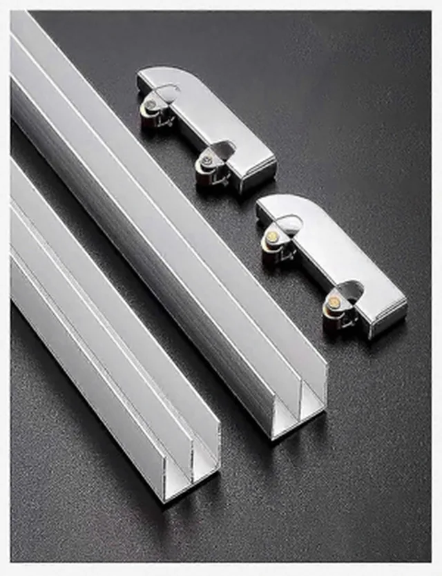 OPK Speedboat rail de roulement double,pour verre, 5mm, alu argenté anodisé, 2500mm