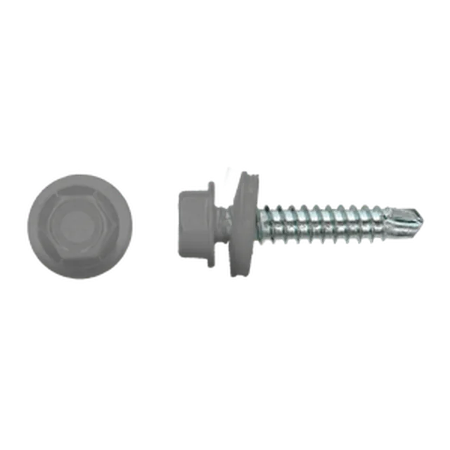 Vis autoforante 4,8x35, tête hexagonal, gris poussière R7037 (emb: 100pces)