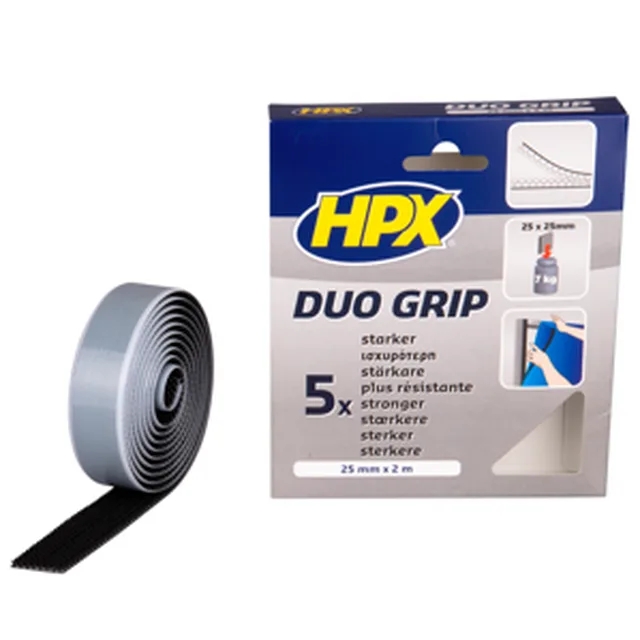 Duo Grip Befestigung mit verstellbarem Clip - schwarz 25mm x 2m