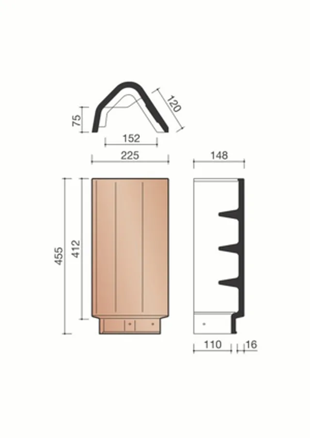 Faitière universelle Alegra anthracite et arrêtier (2,5pc/m)